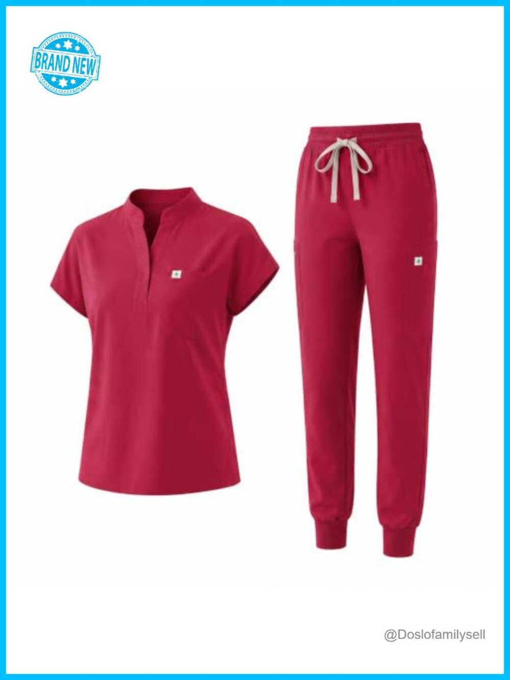 Sleeveless Scrub Top & Jogger Scrub Pants Set Medical Uniform 11 Pockets